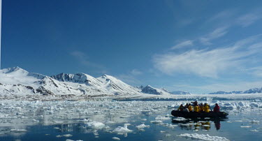 Tourists on boat near Monacobreen glacier tourism,glacier