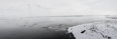 Light & Water Svalbard,panorama,panoramic,high key,snow,white,water,still,reflection,reflections,black,landscape