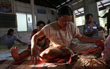 Workers weaving mats in Central Kalimantan, Indonesia people,art,horizontal,women,handicrafts,kalimantan,rattan,alternative livelihood,community conservation,weave,weaving,conservation,forest products,basket,baskets,livelihoods