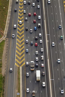 Aerial view of the N1 highway - South Africa Highway,Road,Busy,Straight road,Tarmac,Cars
