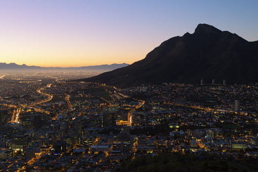 Cape Town city centre at sunrise - Cape Town, South Africa Morning,City lights,Sunrise,Mountains,Waking up,Moon,Sky,Early morning,City centre