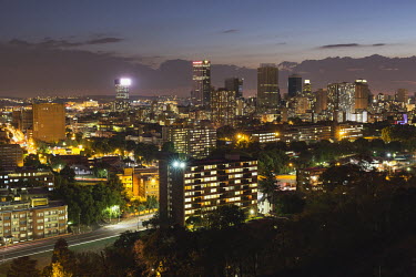 Johannesburg skyline at sunset - Johannesburg, South Africa Aerial,Sunset,City lights,Skyline,Colourful,Sky