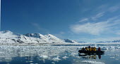 Tourists on boat near Monacobreen glacier tourism,glacier