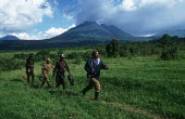 Park guards patrolling boundary of Virunga National Park people,Africa,armed,camouflage,Central Africa,conservation,day,ranger,firearm,firearms,guard,guards,gun,guns,male,man,patrol,patrolling,patrols,rifle,security staff,weapon,weaponry,weapons,poaching,po