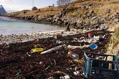 Even the remotest coastlines get marine litter washing up on the coast trash,coast,litter,plastic,coastline,beach clean-up,environmental issues,marine debris,marine litter,plastic pollution,plastic crate,wire,strand line,seaweed,shore