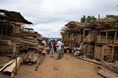 A wood seller at MonteÌe Parc Market africa,people,man,men,horizontal,timber,market,markets,commercial,cameroon,yaounde,wood market,seller,work,wood,lumber,industrial,landscape,deforestation