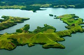 Aerial view of Lake Sentani lake,horizontal,architecture,indonesia,landscape,scenery,asia,view,aerial,land,environment,papua,climate,horizontals,sentani,tropical,shallow,low-altitude,open lake,Cyclops Strict Nature Reserve,green