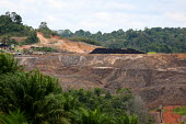 Coal mining in East Kalimantan, Indonesia horizontal,river,mine,mining,coal,climate change,natural gas,east kalimantan,oil palms,habitat,destruction,soil,earth,degraded,red,hill,mound