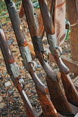 Shotguns at the ready during a clay of clay pigeon shooting. hunting,hunt,gun,guns,violence,violent,skill,enjoyment,recreational sport