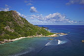 Aerial view of La Digue island - Seychelles environment,ecosystem,Habitat,coast,Coastal,coast line,coastline,saltwater,Marine,saline,Sea,seas,Aquatic,water,water body,reef,Coral reef,tropics,tropic,reefs,corals,tropical,coral structure,coral,co