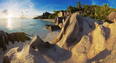 Source d'Argent - la Digue, Seychelles beaches,Beach,Evening,nightfall,sunsets,dusk,sun set,Sunset,shoreline,Shore,sea shore,shoreland,sea side,Sky,Sea,seas,coast,Coastal,coast line,coastline,reef,Coral reef,tropics,tropic,reefs,corals,tro