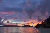 Sunset over Anse Source d'Argent in La Digue - Seychelles beach,beaches
