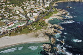 Aerial view of white sand beaches around the Cape Peninsula - Western Cape Province, South Africa Aerial,Beach,Coast,Rocky shore,Sand,Coastal road,Turquoise,Blue,Waves