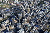 Aerial view over the high risers in Cape Town city centre - Western Cape Province, South Africa Aerial,Skyline,Landscape,City,City centre,Road,Highrise,Buildings,Block,Square,Shapes,Ordered,Patterned