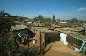 View of informal settlement/slum area - Johannesburg, South Africa Aerial,Informal settlement,Improvisation,Roofs,Rooftops,Colourful,Environment,Outside