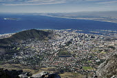 Scenic view from Table Mountain - Cape Town , South Africa Aerial,Skyline,City,High-rise,Pattern,Order,Block,Mountain,Tarmac,Road,Suburb,Towers,Harbour,Coastal,Sea,Ocean,Development