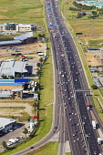 Aerial view of the N1 highway - South Africa Highway,Road,Busy,Straight road,Tarmac,Cars