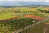 Aerial view of farmland - South Africa Landscape,Farmland,Fields,Crops,Green,Brown,Bare earth