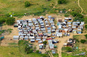 Aerial view of an informal settlement - South Africa Aerial,Informal settlement,Improvisation,Roofs,Rooftops,Colourful,Environment,Outside